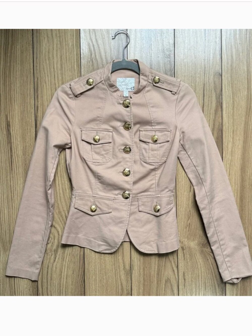Dynamite Tan Military-Style Women's Jacket with Gold Buttons XS like new